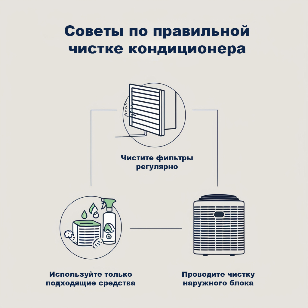 схема совета по правильной чистке кондиционера